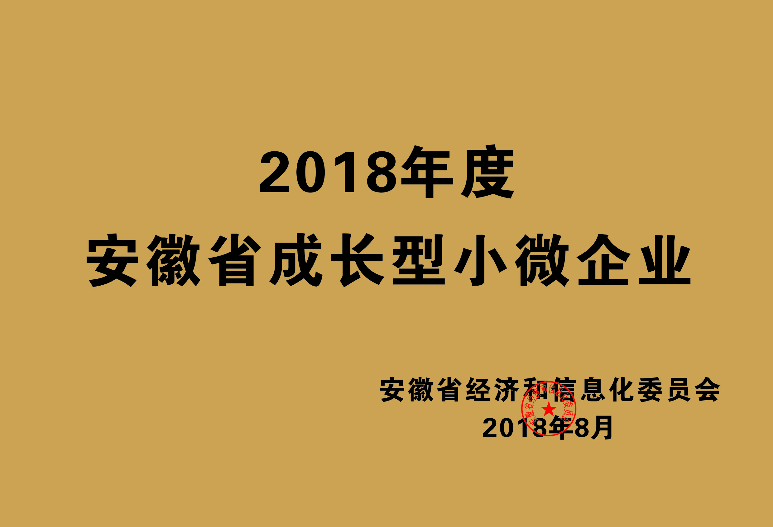 2018年度安徽省成長(cháng)型小微企業(yè)