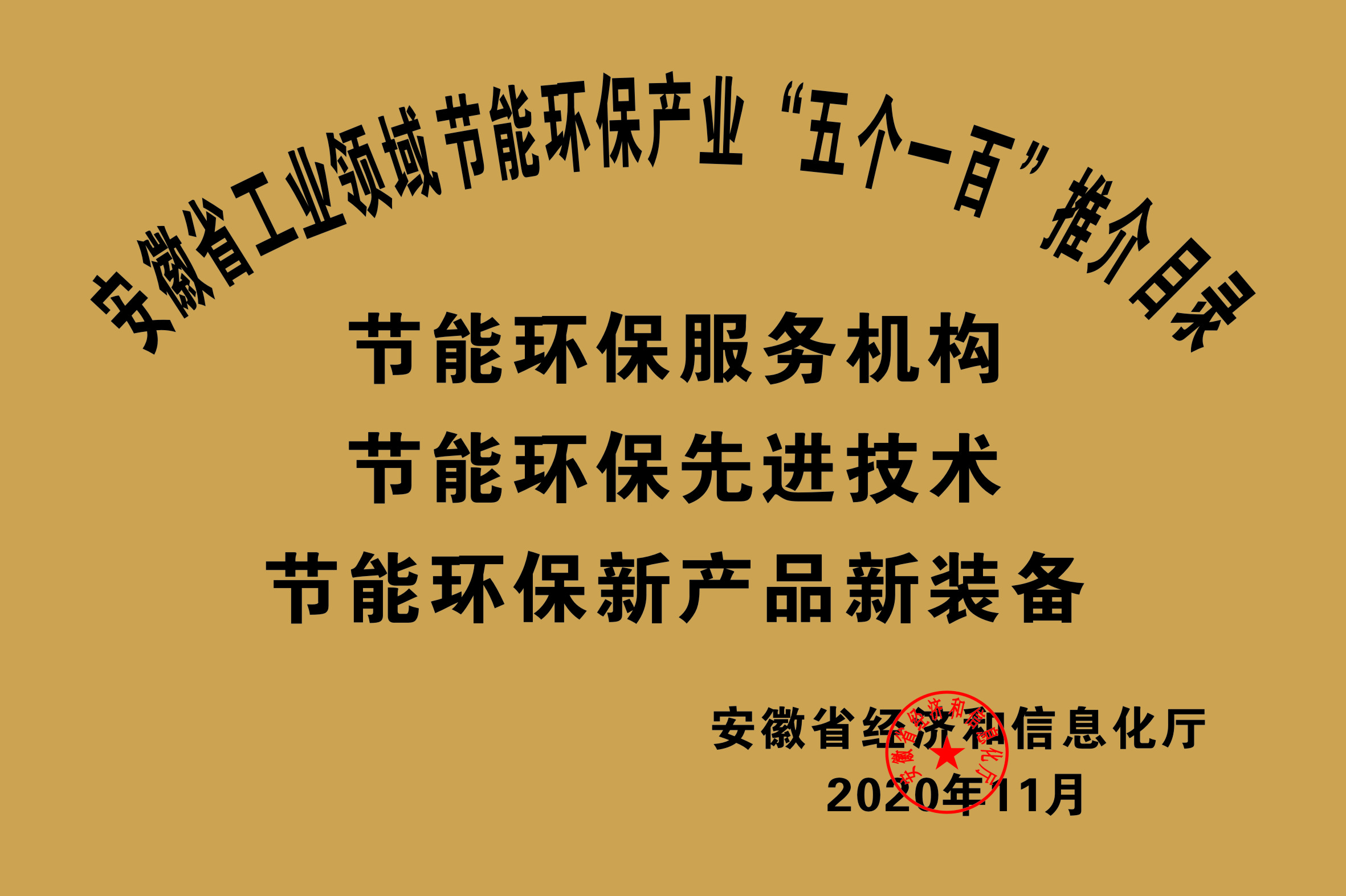 2020年安徽省工業(yè)節能環(huán)保產(chǎn)業(yè)“五個(gè)一百”推介目錄