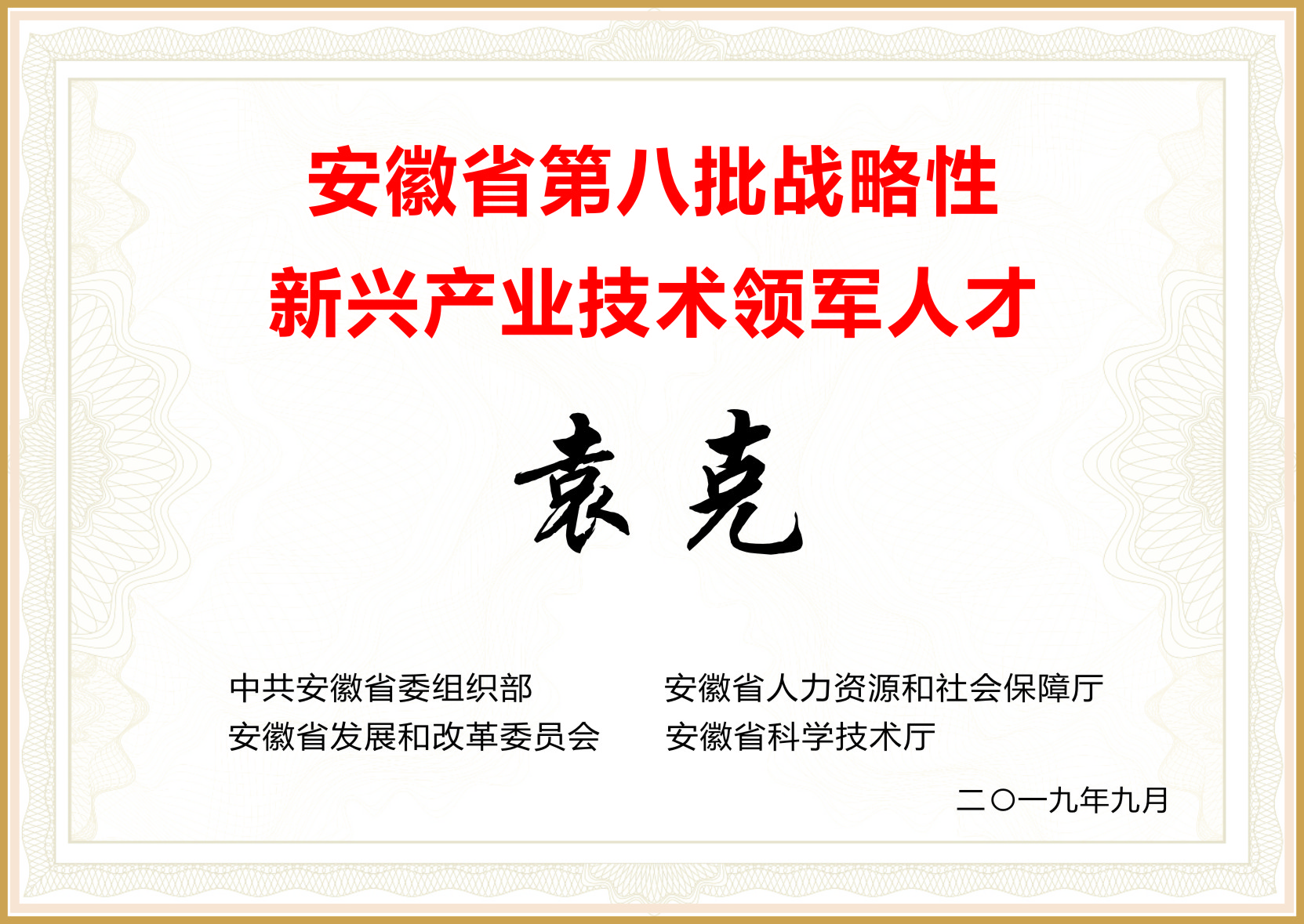 安徽省第八批戰略性新興產(chǎn)業(yè)領(lǐng)軍人才